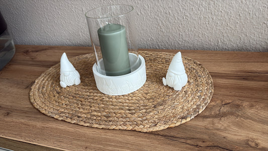 Wichtelkranz Windlicht mit 2 Wichteln