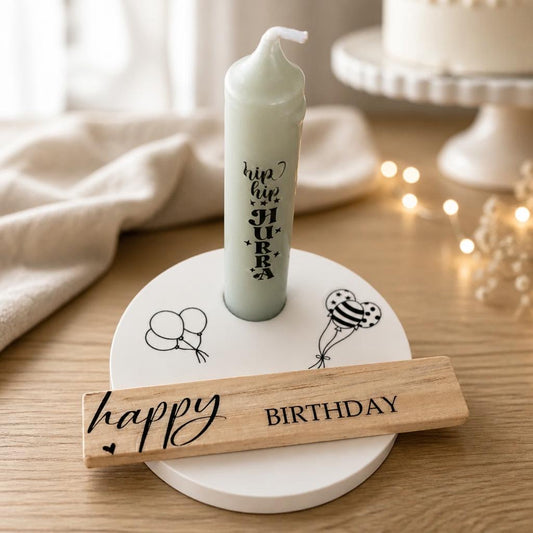 🎉 Geburtstagskerze mit „Happy Birthday“ Deko – Liebevolle Geschenkidee zum Ehrentag